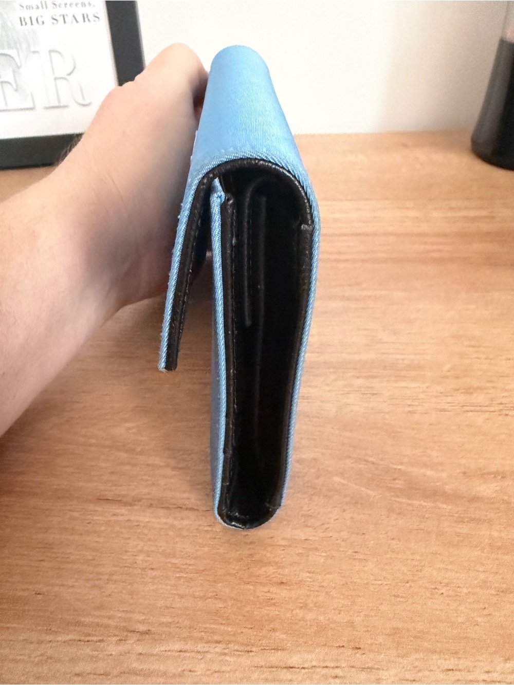 Prada Light Blue Triangle Logo Clutch - Picture 5 of 9